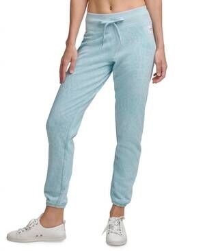 NEW CALVIN KLEIN performance printed french terry jogger pants in bleached aqua